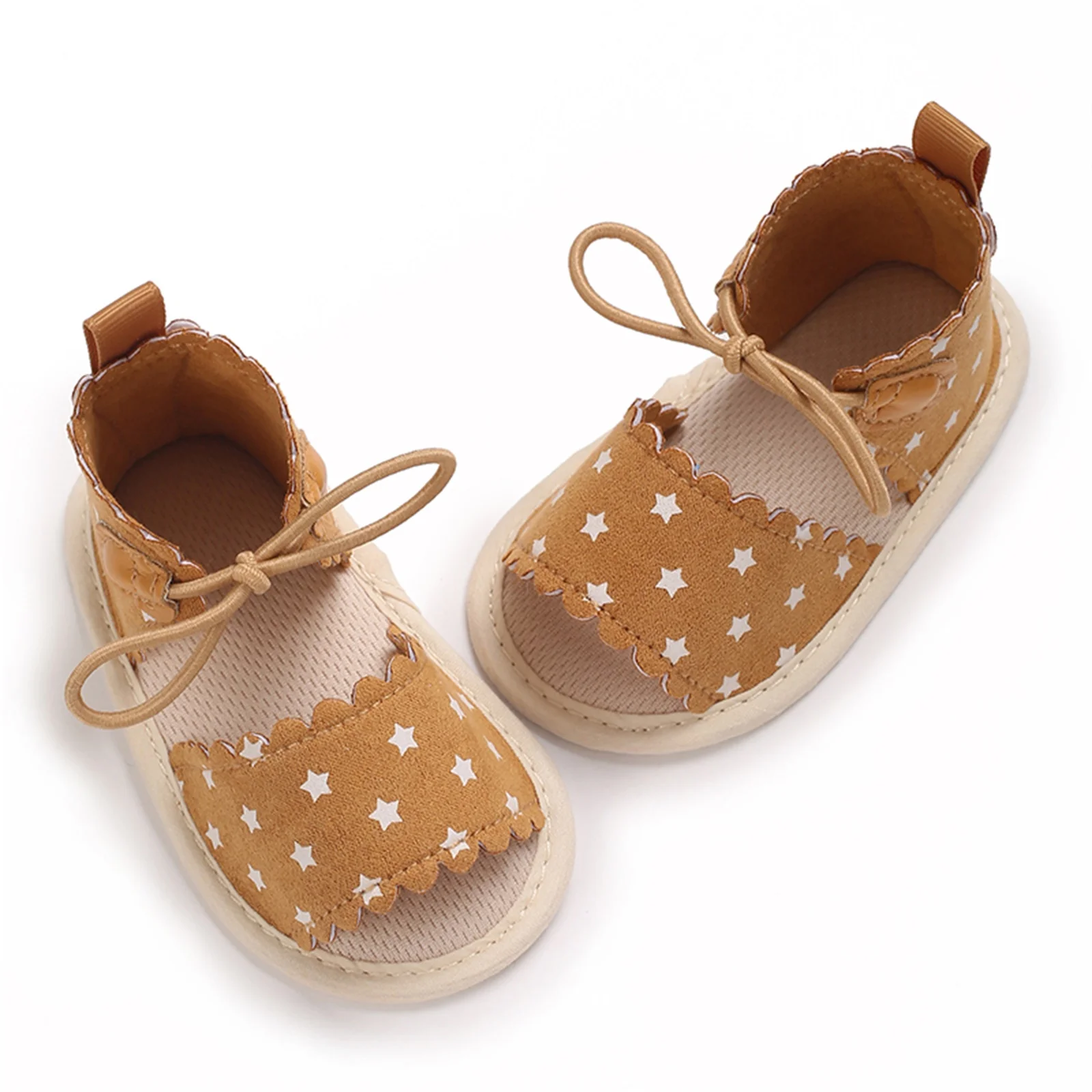 Infant Baby Girls Sandals Summer Baby Shoes Cute Stars Print Anti-Slip Soft-Soled Princess Beach Slipper Toddler First Walkers
