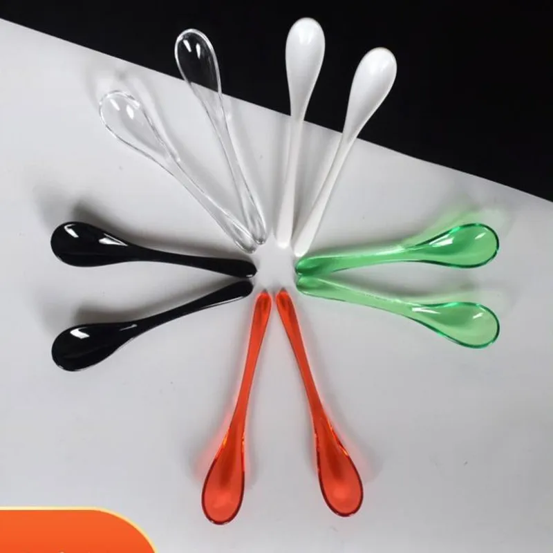 Mini Acrylic Spoons for Children Tableware for Condiment Sugar Spice Ice Cream Spoon Transparent Dessert Spoons 10 PCs/Set plastic disposable spoon