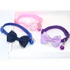 Cat Collar Solid Color Bowknot Puppy Chihuahua Collars with Bell Adjustable Safety Buckle Cats Bow Tie Pets Accessories 5