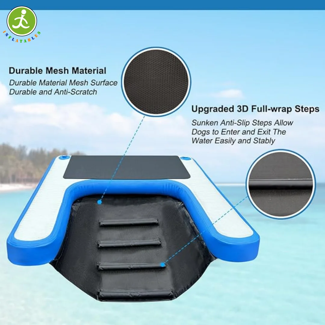 In stock at US warehouse! Summer Inflatable Pet Ramp, Dog Water Ramp, Boat Float, Dock, Pool Large Dog Climb Out of Water