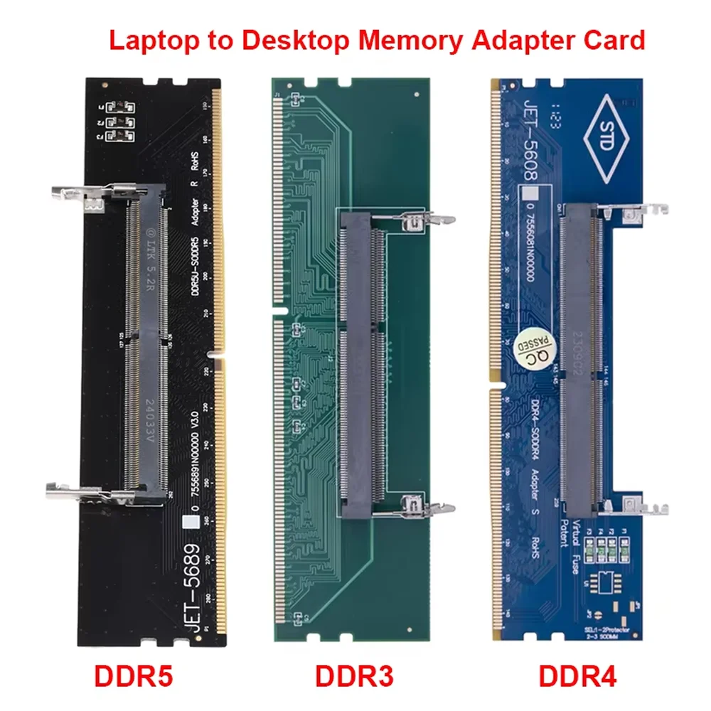 Laptop to Desktop Memory Adapter Card - SO-DIMM to DIMM RAM Connector Transformation