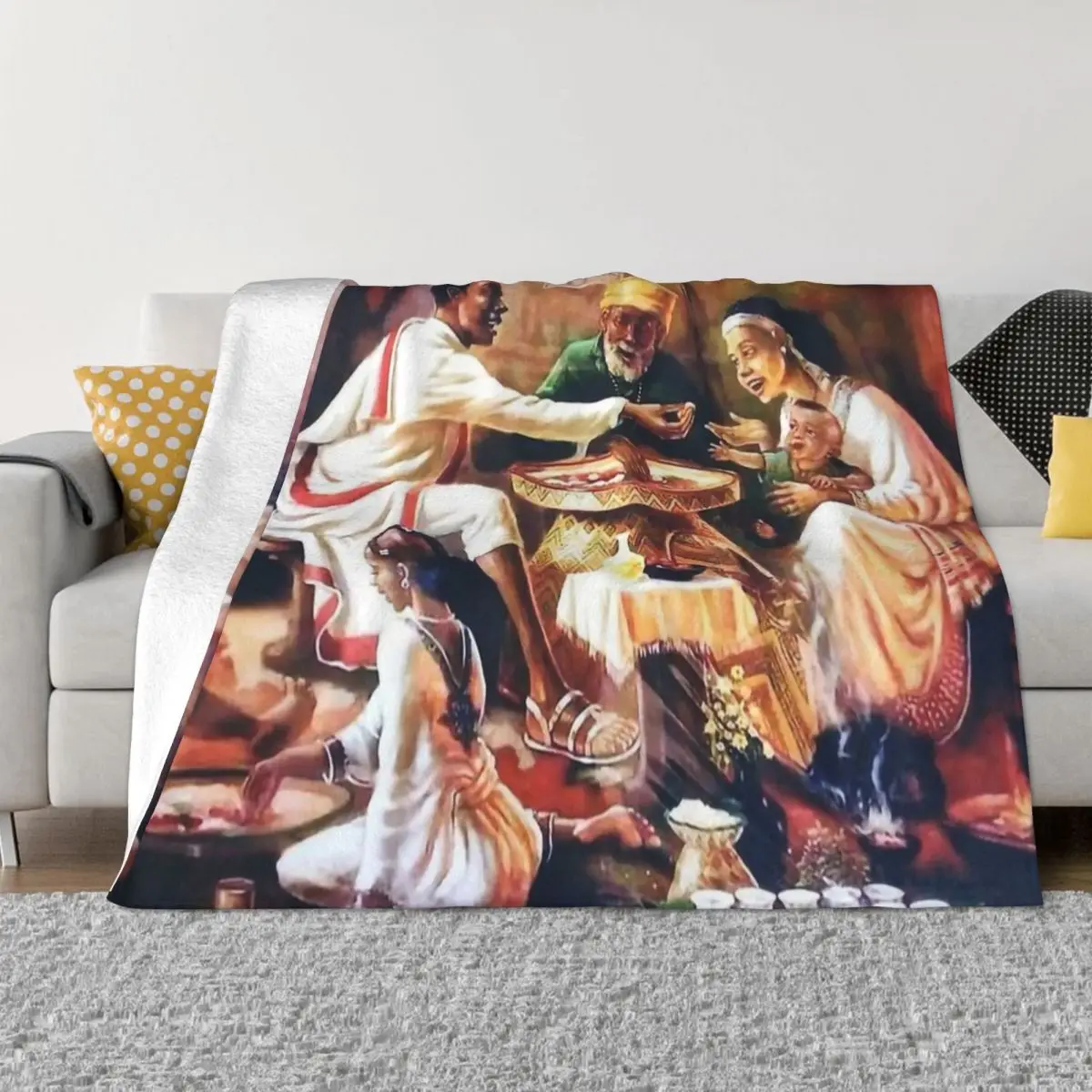 

Ethiopian Painting Art Africa Fasika-Ethiopian Easter Blankets Velvet Winter Ultra-Soft Throw Blankets for Bed Car Rug Piece
