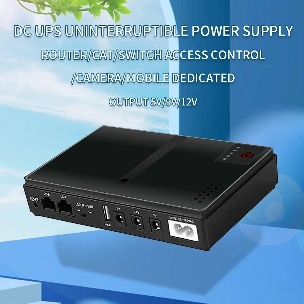 DC 18W 5V/9V/12V 1A USB 5V 2A Mini Portable Multi-Purpose 10400mAh UPS Power Backup Adapter for WiFi Router