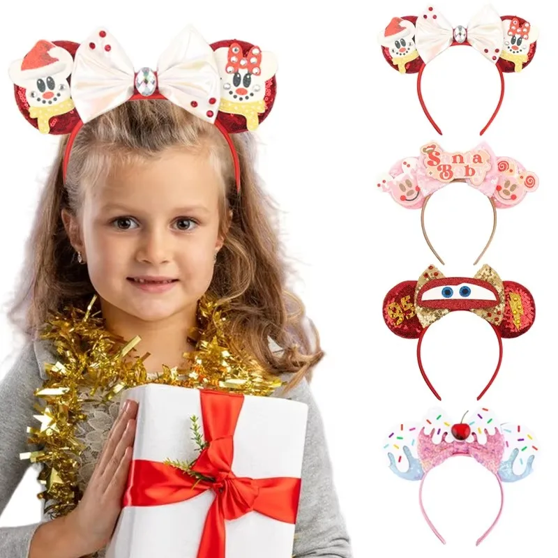 Christmas Headband Kids Adult Santa Claus Elk Hair Clip Disney Mouse Ears Headband Christmas Festival Party