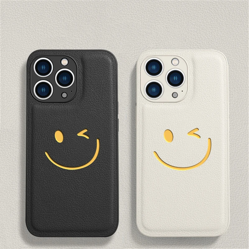 iphone 13 case clear 3D Smile Face Happy Case For iPhone 13 Pro Max Luxury Cute Face Soft Leather Camera Protection Cover For iPhone 11 12 13 Pro Max apple 13 case