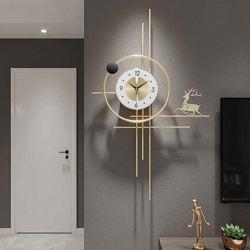 

1 шт., новинка 2024 года, креативные настенные часы для гостиной, модные настенные украшения, роскошные часы и простые часы