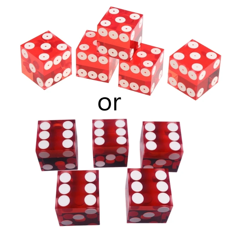 Lot De 5 Dés De Casino En Acrylique Transparent – 19 Mm – Bords Rasoirs Et Coins Précis – Rouge – Qualité Professionnelle