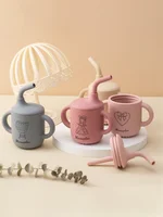 1PCS Customizable Baby Straw Cup With Dual Handles BPA Free Silicone Leak Proof Training Cup For 6M+ Infants Feeding Cup 2