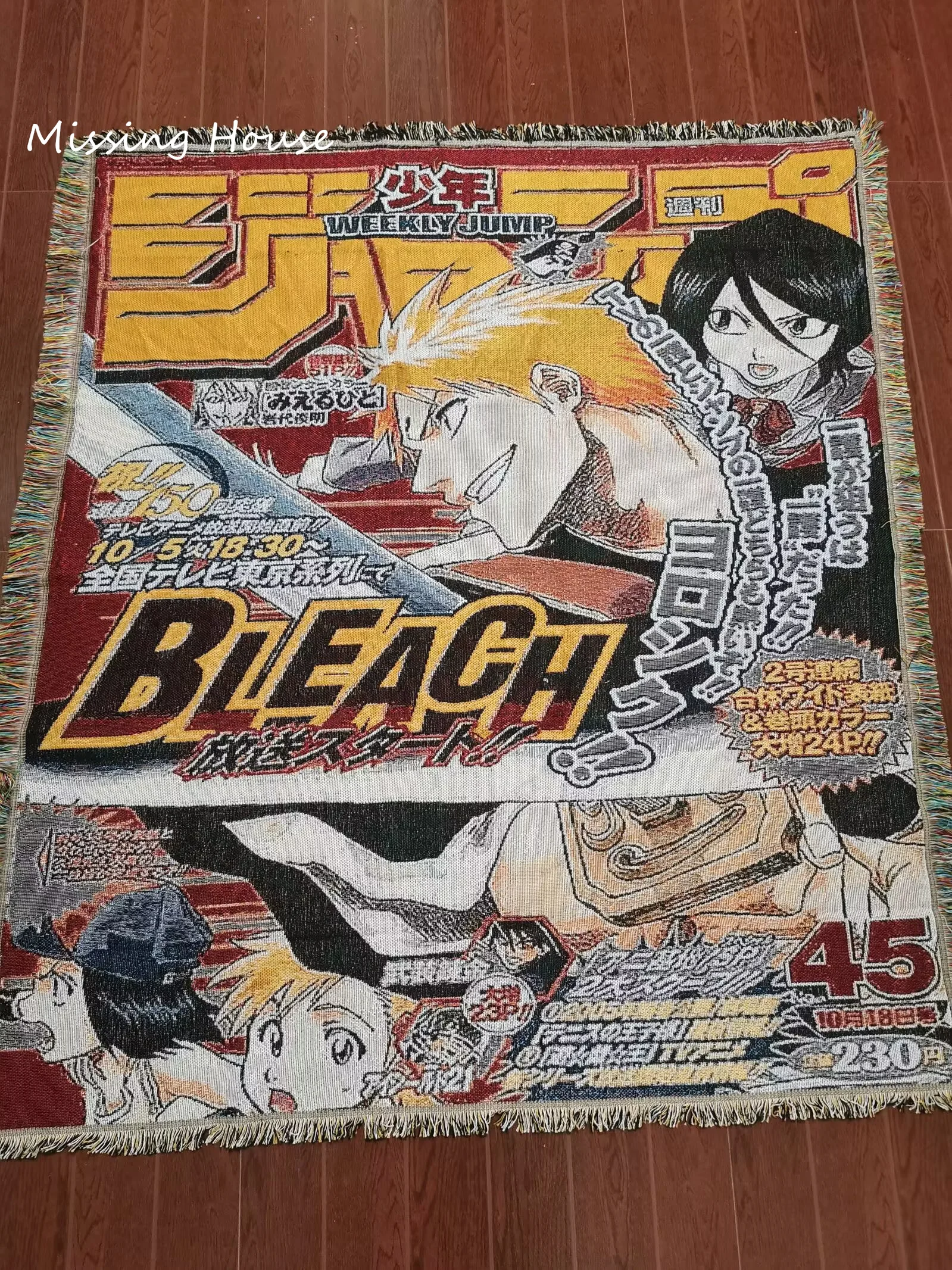 Anime Throw Handmade Woven Blanket Tapestry Bedspread Outdoor Camp Beach Towels Sofa Chair Cover Mat Rug Tassel 3