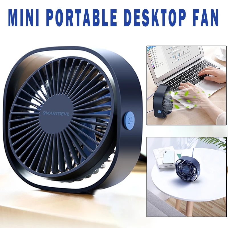 

Mini Portable Desktop Cooling Electric Fan 360 Degree Rotation USB Powered Adjustable Speed For Home Bedroom Use
