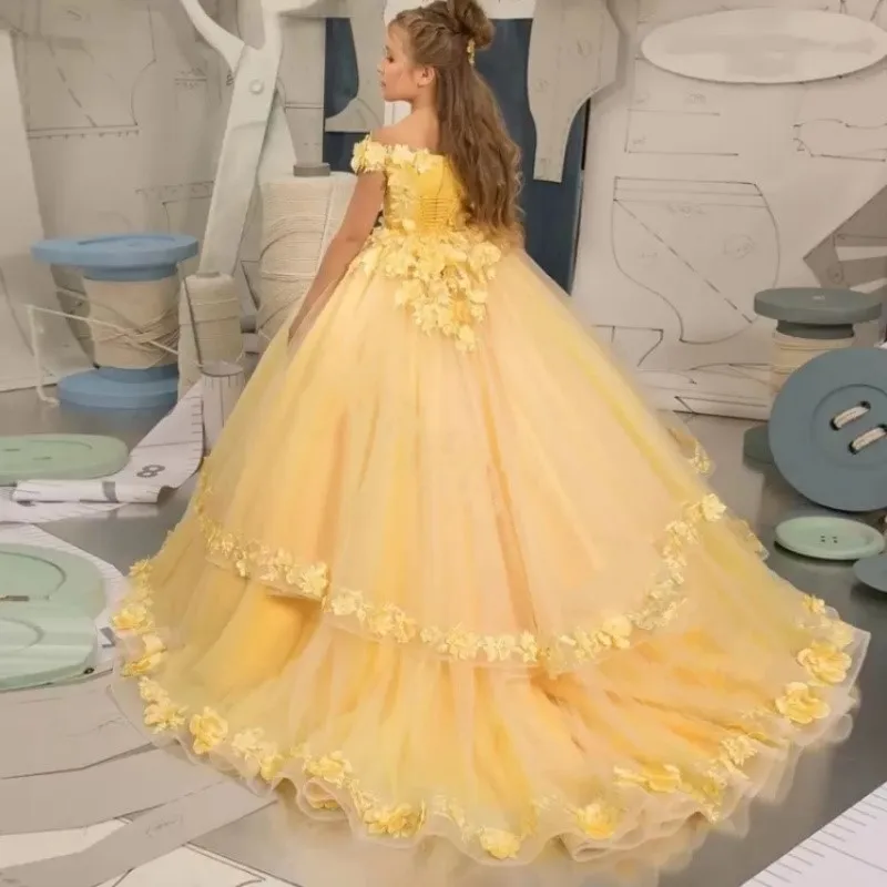 Flower Girl Dresses Gorgeous Fluffy Appliqu&eacute;s First Communion Birthday Wedding Kids Girls Pageant Evening Children's Gifts