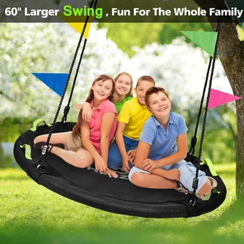 Tree Swing, 60 inch Swing for Whole Family, 900lbs Weight Capacity, w/Adjustable Hanging Straps, for Outdoor Backyard 4