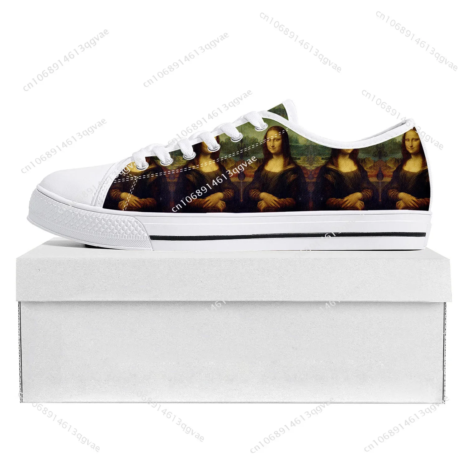 Mona Lisa Low Top High Quality Mens Womens Teenager Canvas Sneakers Customized Flat Shoe Custom Made Sneaker Casual Couple Shoes