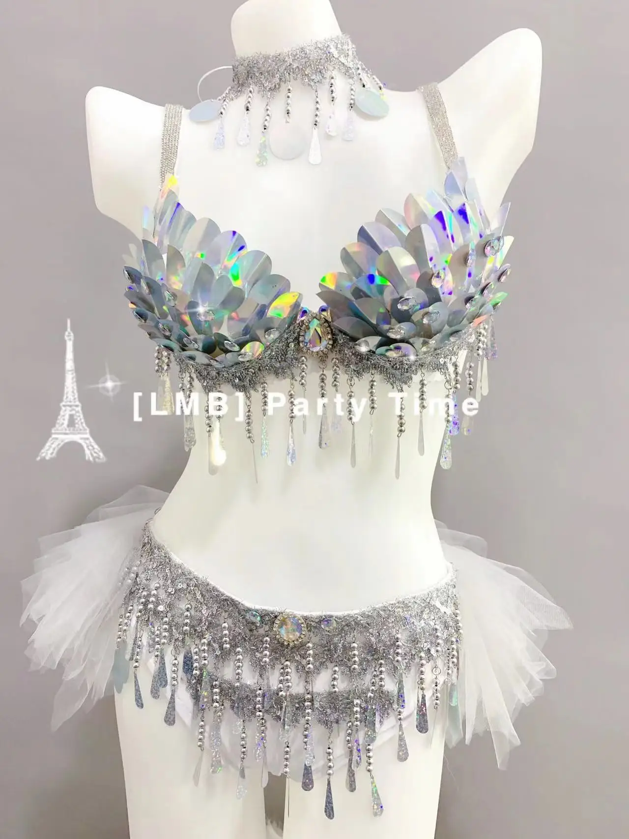 

Sexy Silver Scale Sequin Bikini Set Singer Belly Pole Dance Dancer Competition Stage Rave Prom Birthday Nightclub Bar Party Wear