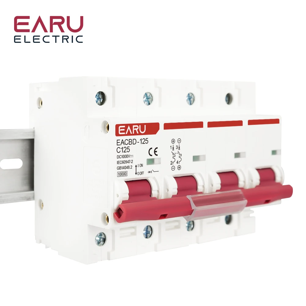 DC 1000V 1P 2P 3P 4P Solar Mini Circuit Breaker Overload Protection Switch6A~63A