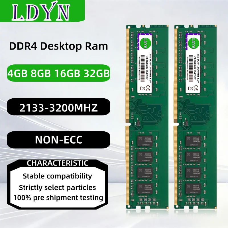 DDR4 4GB 8GB 16GB 32GB 2133MHz 2400MHz 2666MHz 3200MHz Desktop