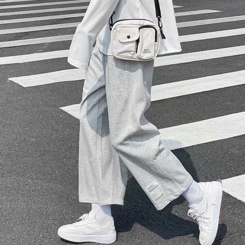 

Повседневные серые спортивные брюки QWEEK в стиле оверсайз, женские мешковатые спортивные брюки в японском стиле Харадзюку, мужские джоггеры, базовые летние брюки с широкими штанинами