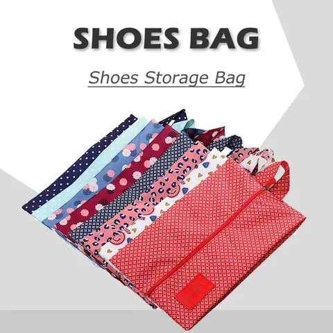 

Nylon Shoe Organizer Portable Travel Shoe Storage Bag Waterproof Dustproof Foldable Storage Color Underwear Sock Handle Bags