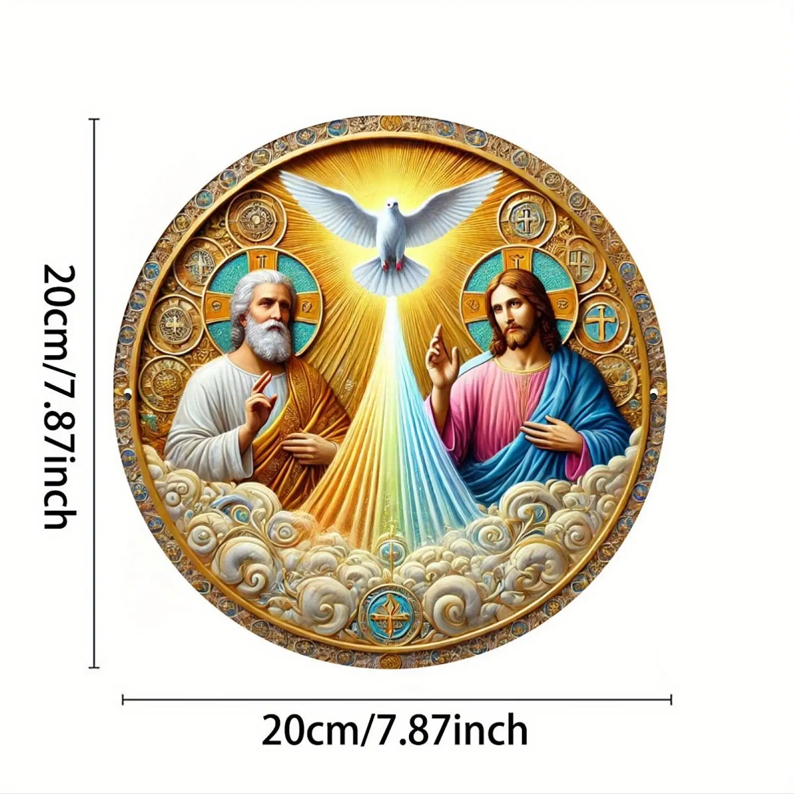 Jesus Round Wall Sign Wall Plaque Door Hanger Rustic Decor Hanging Decoration for Door Holiday Winter Indoor Outdoor