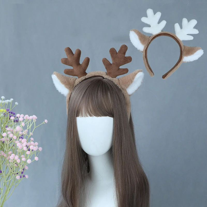 🦌 Diadema De Cuernos De Ciervo – Disfraz De Reno Para Adultos Y Niños (Halloween, Navidad, Fiestas)