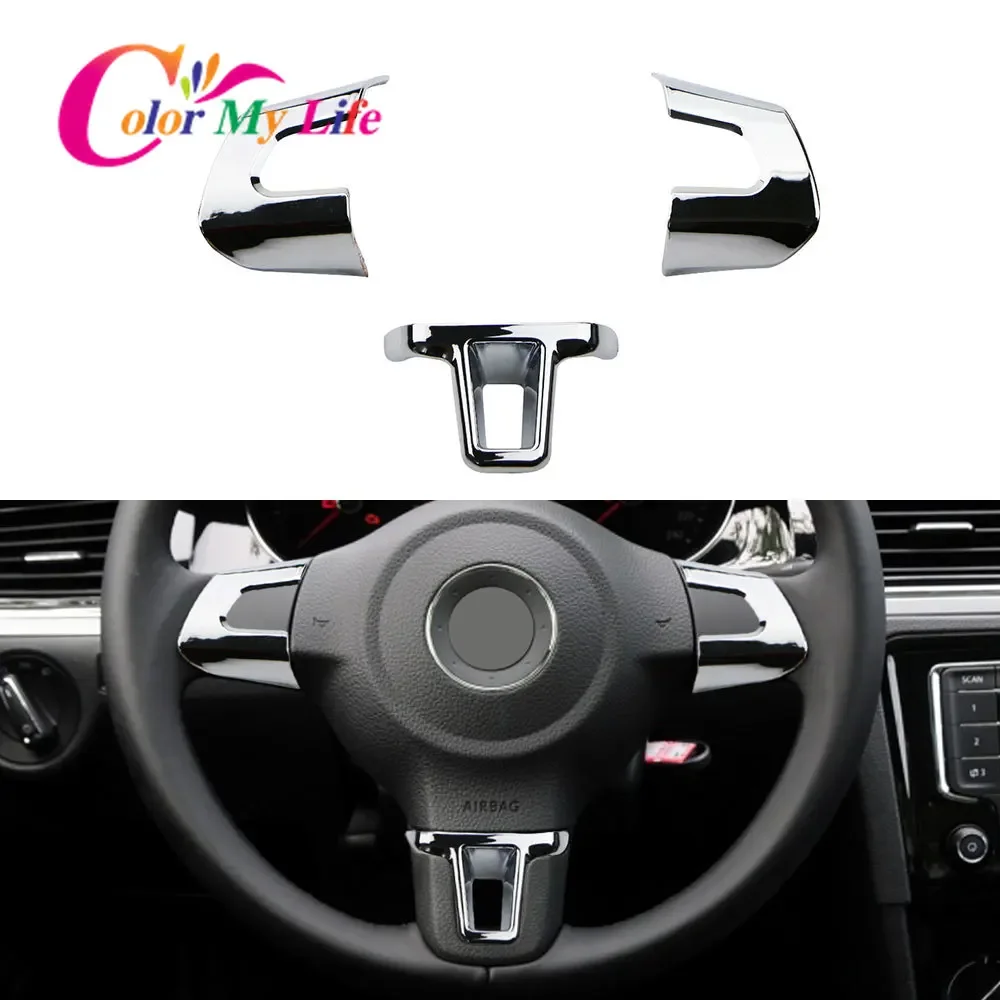 ABS Chrome Car Steering Wheel Decoration Cover Trim Sticker Fit Volkswagen VW GOLF POLO JETTA MK5 MK6 Bora car moulding decoration,car styling stickers