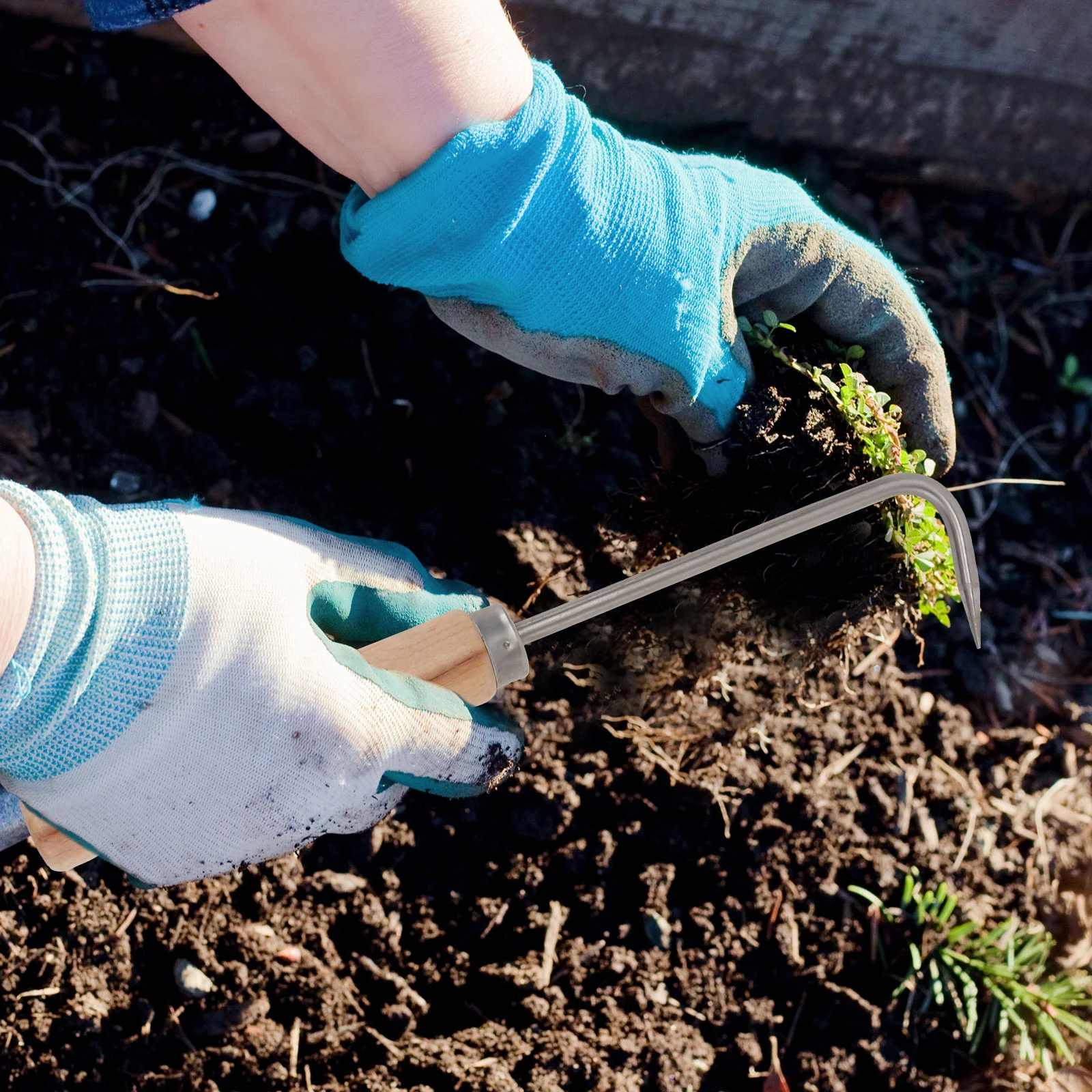 Single Claw Hook Metal Manual Weeder Garden Tool Cultivator Rake Root Remover Plant Transplanting Digging Tool Shovel Spade Soil