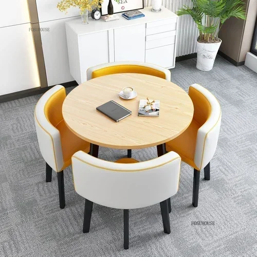 Conjunto de mesas de jantar redondas nórdicas, móveis para sala de jantar, cozinha, conjunto de mesa de jantar com 4 cadeiras, luz para casa, mesas centrais de luxo 41