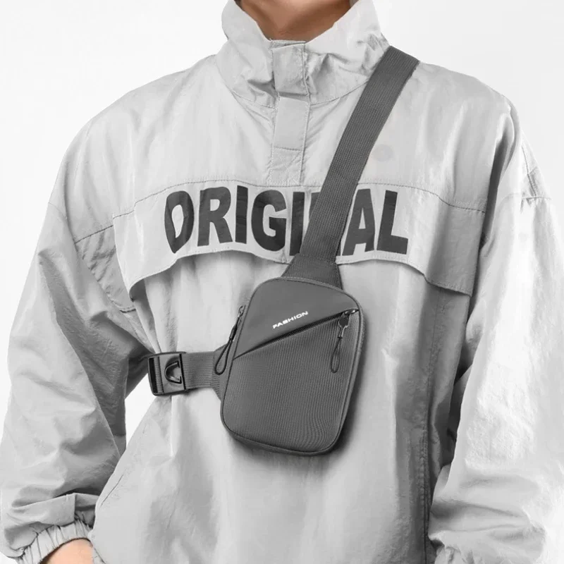 da uomo, borsa a tracolla sportiva, impermeabile, leggera, con tasche multiple per ciclismo all'aperto, Nero