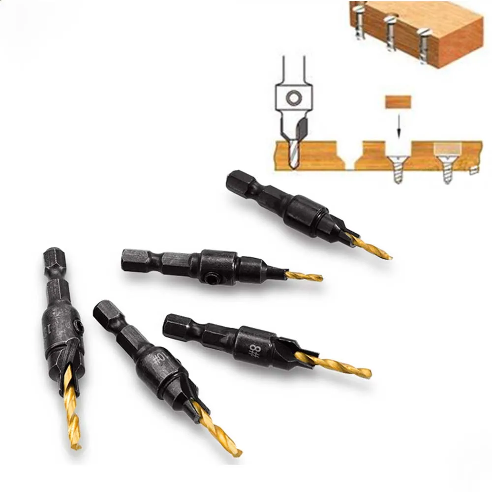 5/6/8/10/12 Conical Drill Bit Countersink Drill Woodworking Drilling Pilot Holes HSS Counterbore Cutter Screw Hole Drill