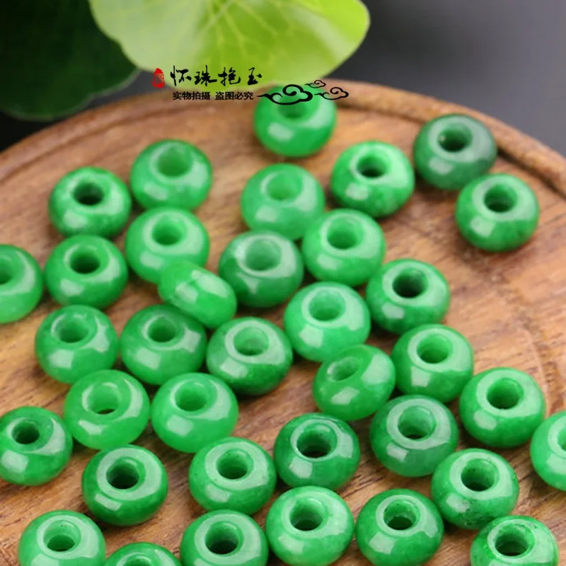 

10pcs Burma Green Jadeite Abacus Beads For Jewelry Making Diy Bracelet Necklace Emerald Jades Stone Bead Accessories Jewellery