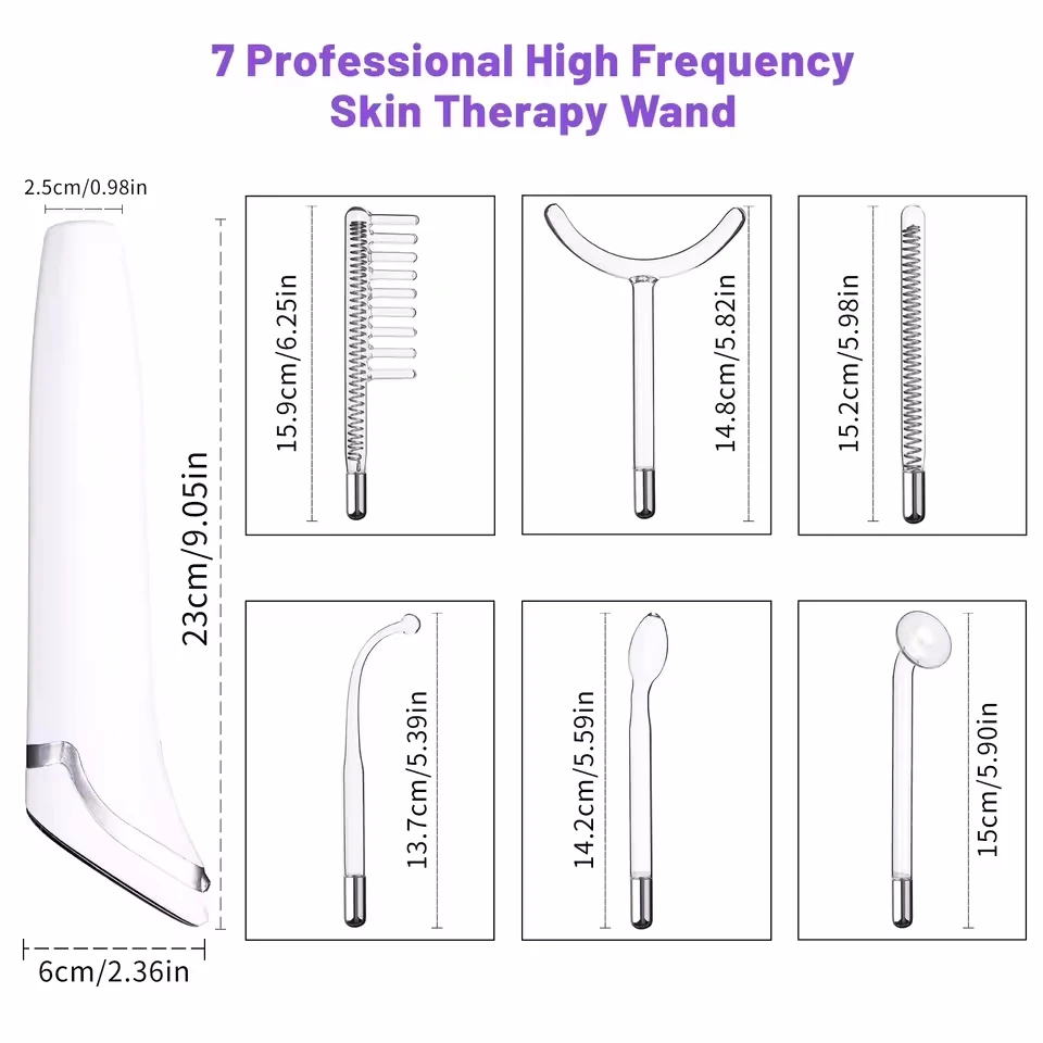 6 in 1 Touch Panel High Frequency Facial Machine For Hair Face Electrotherapy Wand Argon Treatment Acne Skin Care 4