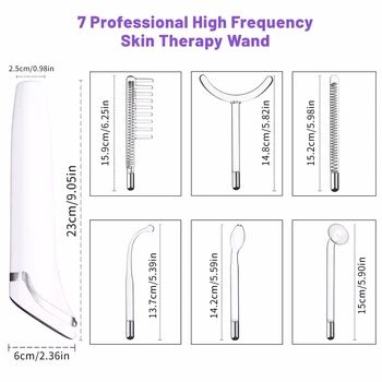 6 in 1 Touch Panel High Frequency Facial Machine For Hair Face Electrotherapy Wand Argon Treatment Acne Skin Care 9