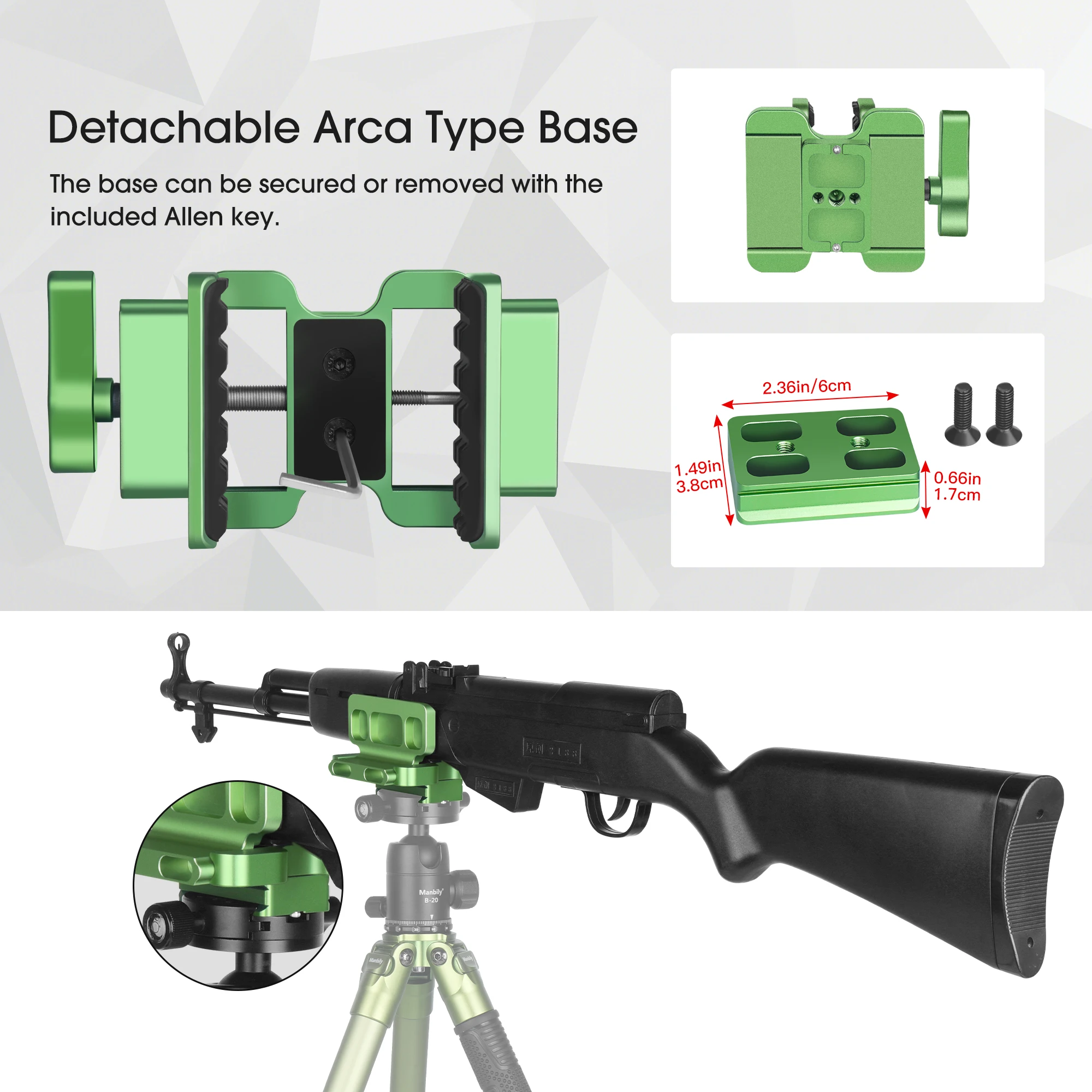 Tripod Adapter Mount Rifle Clip Adapter Manbily Rifle Saddle Clamp For Hunting Monopods Tripods Aluminium Shooting Rest Adapter Tripod Mount Outdoors Supplies With Arca