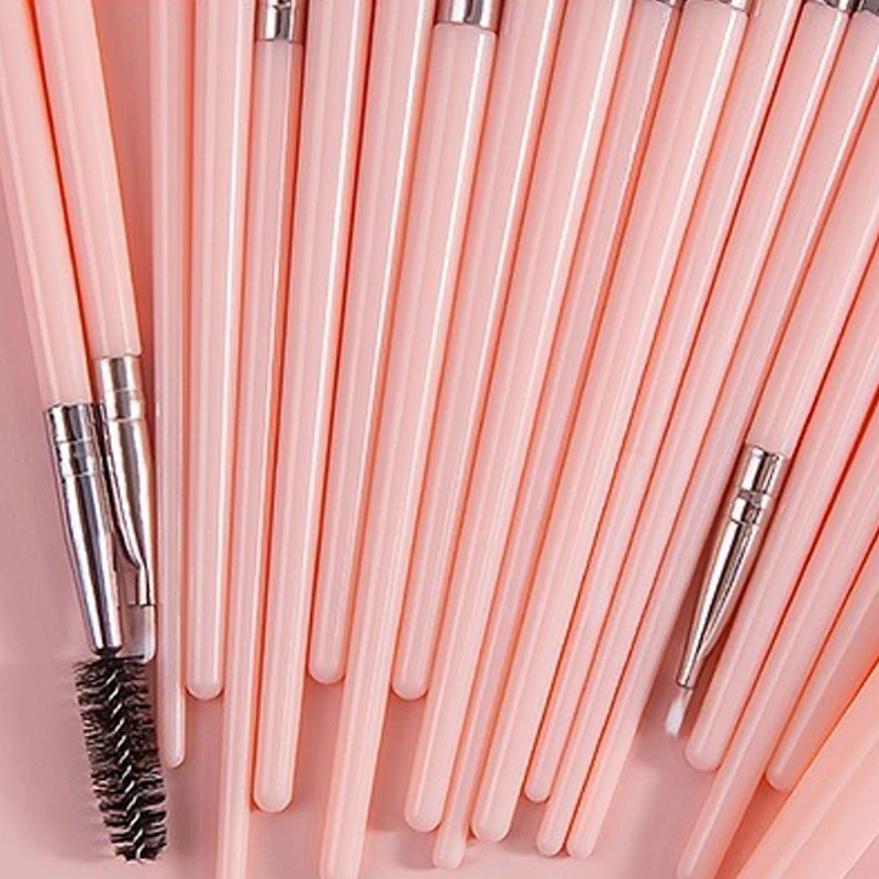 20개/세트 핑크 메이크업 브러쉬 세트 블러셔 파운데이션 아이섀도우 및 컨실러 브러쉬 메이크업 도구