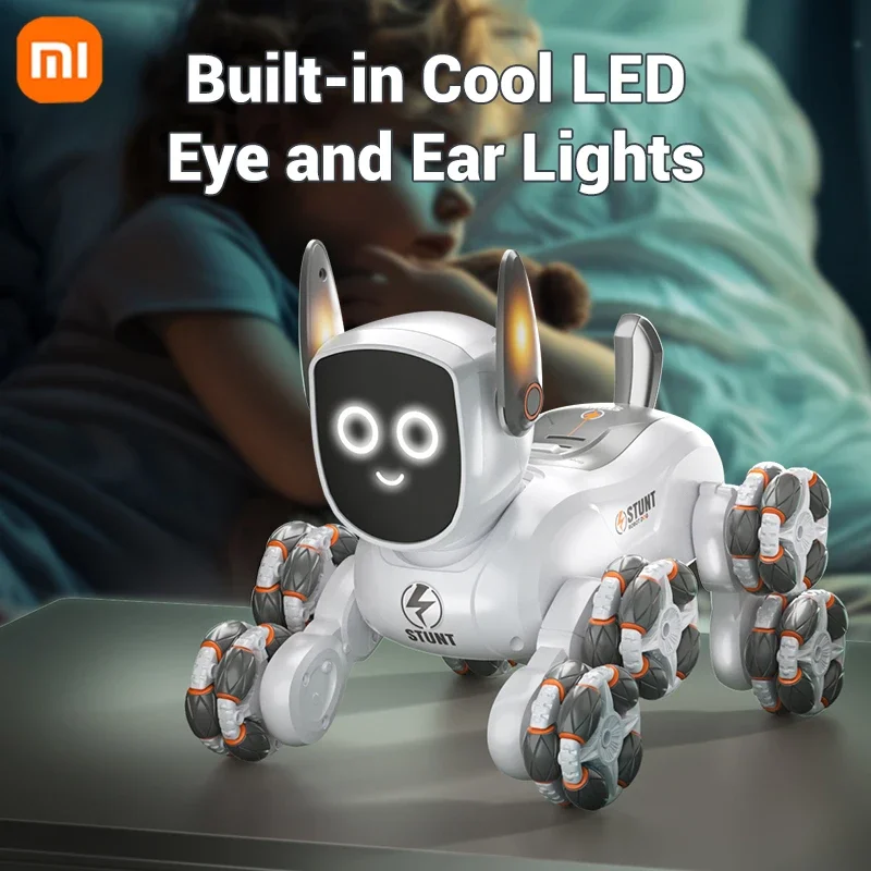 Xiaomi Border Eight Wheel Intelligent Stunt Mechanical Dog Gesture Sensing Remote Control Machine Dog Children Electric Toy smart robot dog toy