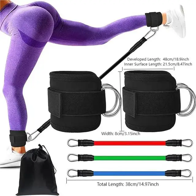 6pcs/Set TPE Resistance Bands Ankle Straps Fitness Booty Band Workout Yoga Gym Equipment Leg Strength Safety Extensions