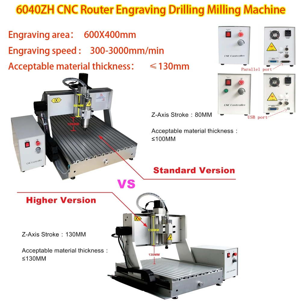 Router Cnc A 3 Assi A 4 Assi 6040 Foratura E Fresatrice Per Metalli 0.8Kw 1.5Kw 2.2Kw Mandrino Usb Incisore Per La Lavorazione Del Legno 600*400Mm