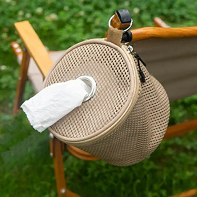 Portable Travel Napkin Storage Bag Folding Roll Toilet Paper Holder Tissue Case With Hook For Outdoor Camping Daily Supplies