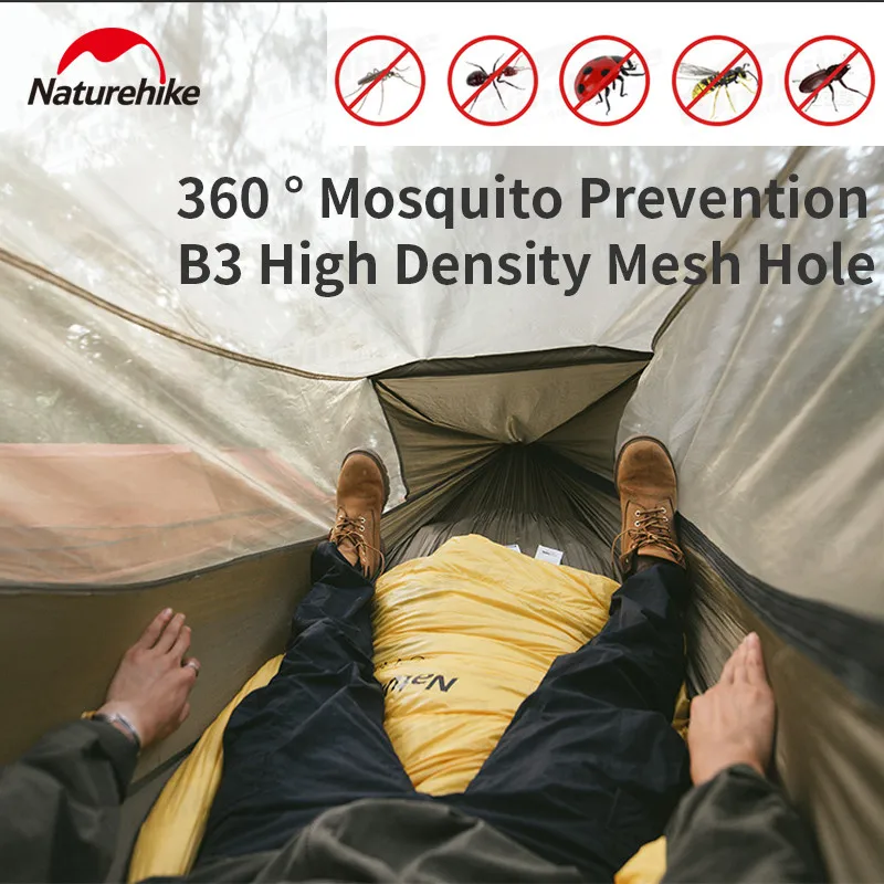 Naturehike Camping Hammock Swing With Mosquito Net 1 Person 200kg Bearing 300x140cm Outdoor Ultralight Hanging Bed Equipment