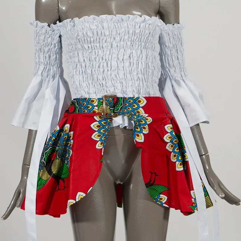 African Print Wide Waist Corset Belt Button Skirts For Women Gift