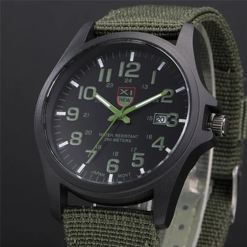 Students XINEW Brand Watches Men Fashion Casual Nylon Band Military Sports Date Quartz Watch Black Montre Homme Reloj Hombre
