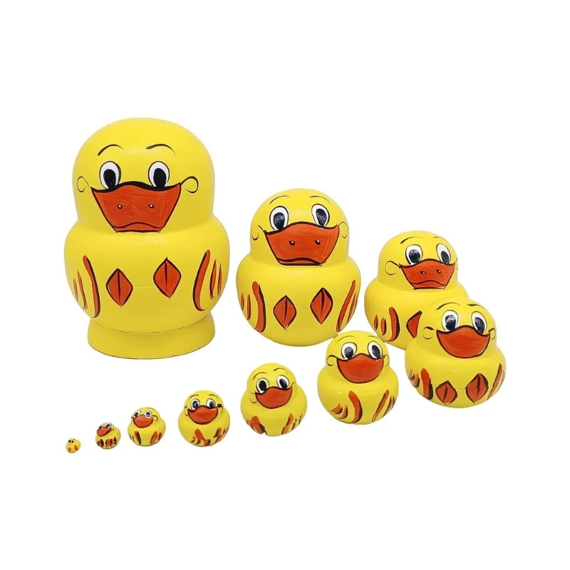 

10 Pieces Set Unique Russian Cultural Artwork Duck Figurine Craftsmanship