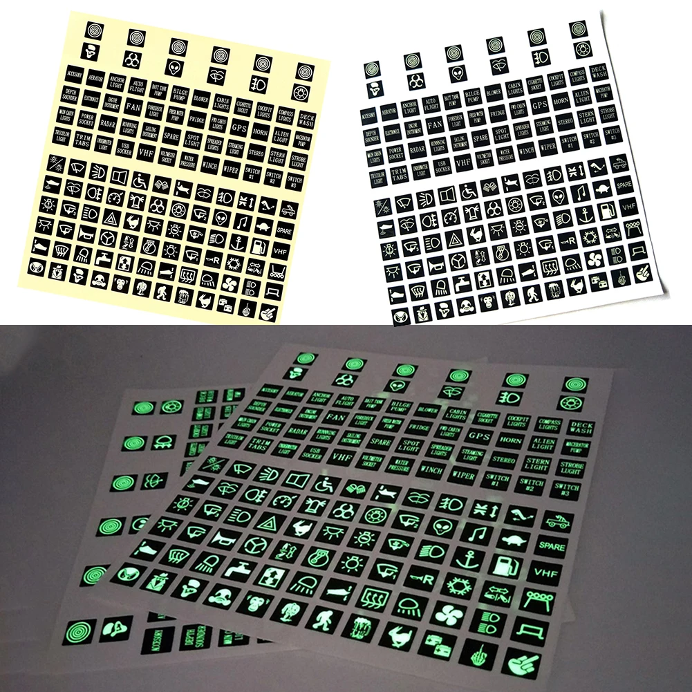 1 Set Button Stickers 132 X Fuse Box/Switch Sticker Label Decal Dashboard Car Boat Panel Black（luminous）decoration Car