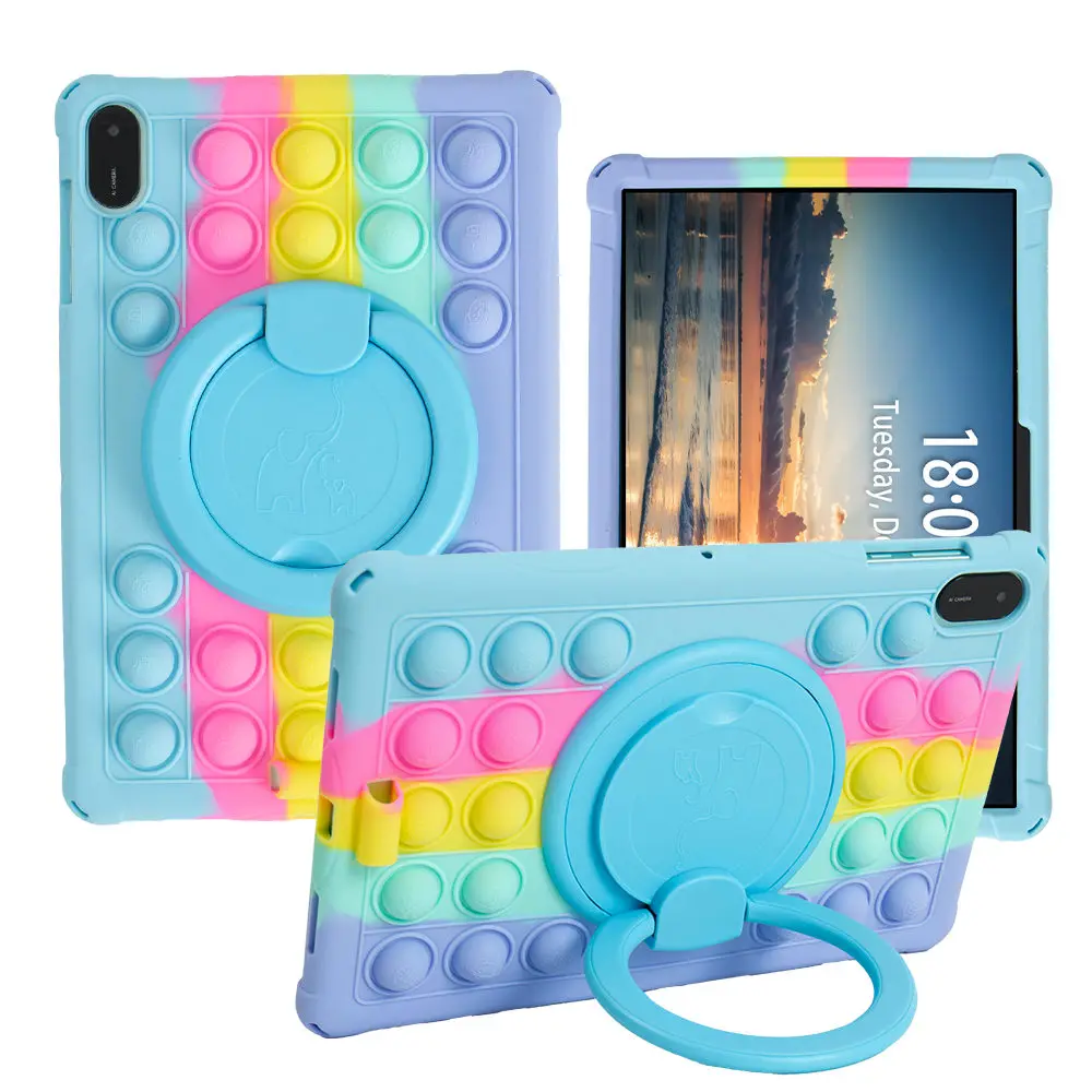 Bubble Pop Rotating Soft Silicone Case - Kids Safe Tablet Stand Cover