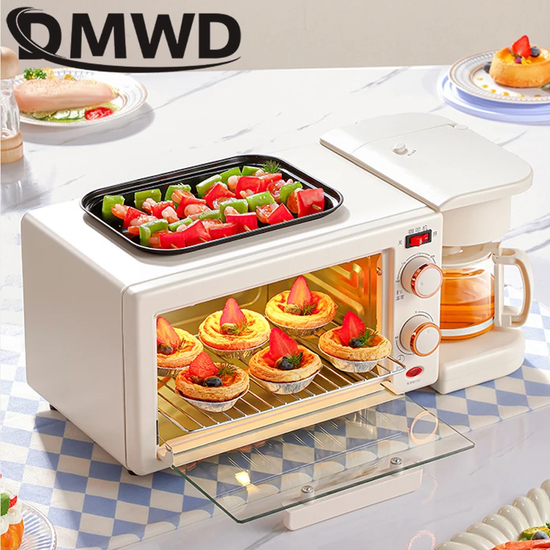 DMWD Breakfast Machine 3IN1 Multifunction Mini Drip Coffee Maker Bread Pizza Oven Frying Pan Toaster Breakfast Making 110V/220V 4