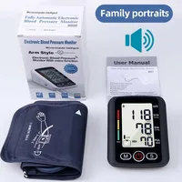 Big Screen Broadcast English Voice Tonometer New LED Black Blood Pressure Monitor BP Monitors Arm Tensiometers Heart Rate Meter 1