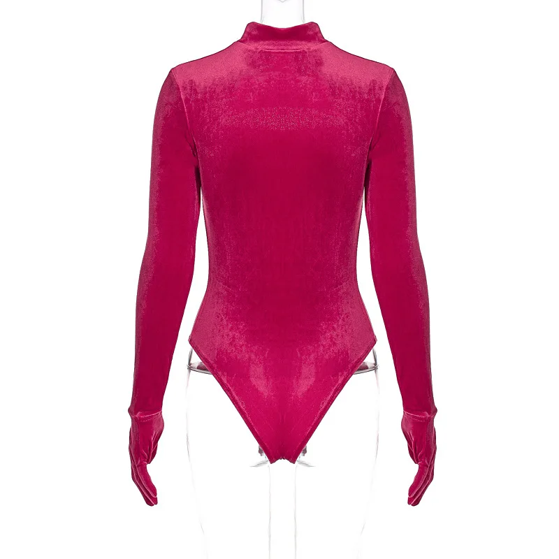 BKLD Clothes For Women Tops 2022 Winter New Fashion Sexy Hollow Out Solid Color Slim Long Sleeve Golves Bodysuit Party Clubwear
