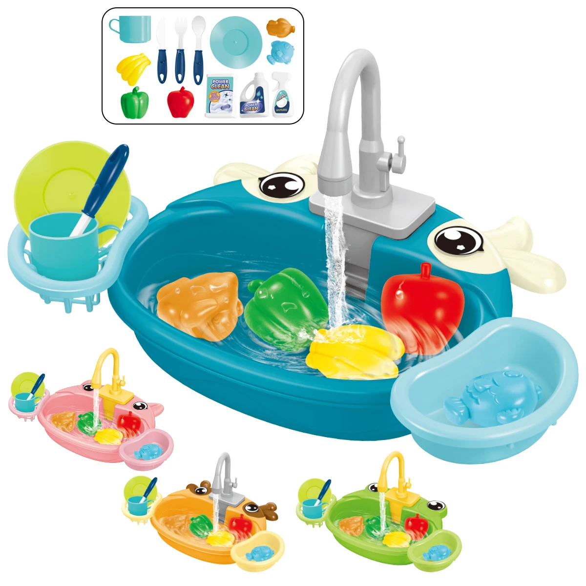 Dishwasher Toys, Kitchen Sink Electric Playing with Running Water Automatic Water Cycle System Simulated kitchen accessories