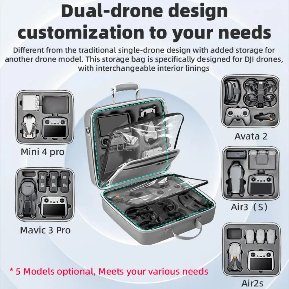 Dual-Drone Shoulder Bag For DJI Air 3S/Air 3/Mini 4 Pro/Avata 2 Portable Storage Carrying Bag For DJI Air 3S Drone Accessories