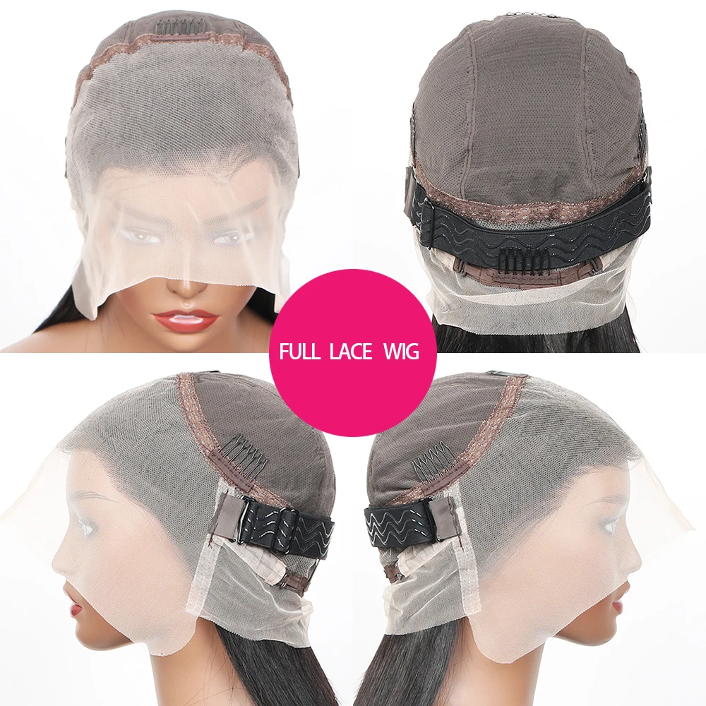 Frontal Lace Wig Straight Transparent full Lace Human Hair Wigs Pre Plucked Bone Straight Human Hair full lace Wig 150% Density human hair wig